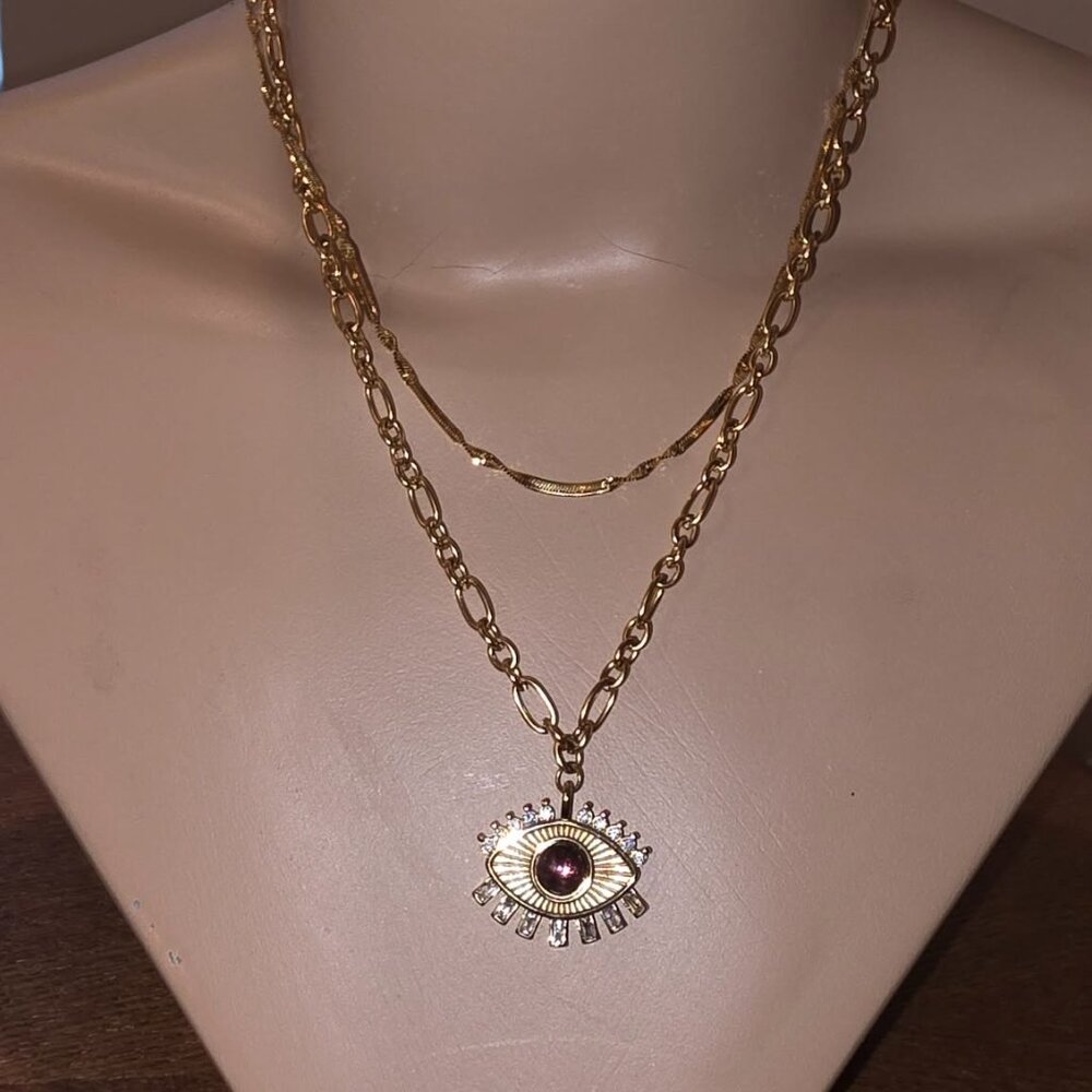 Evil Eye Layered Necklace - Picture 2 of 6